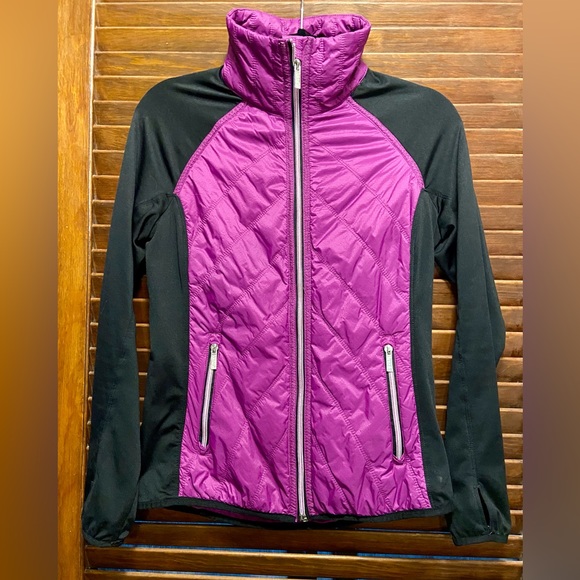 Purple Jacket with Reflective zippers =safety. Tapered waist. Like new Pre-owned - Picture 7 of 12